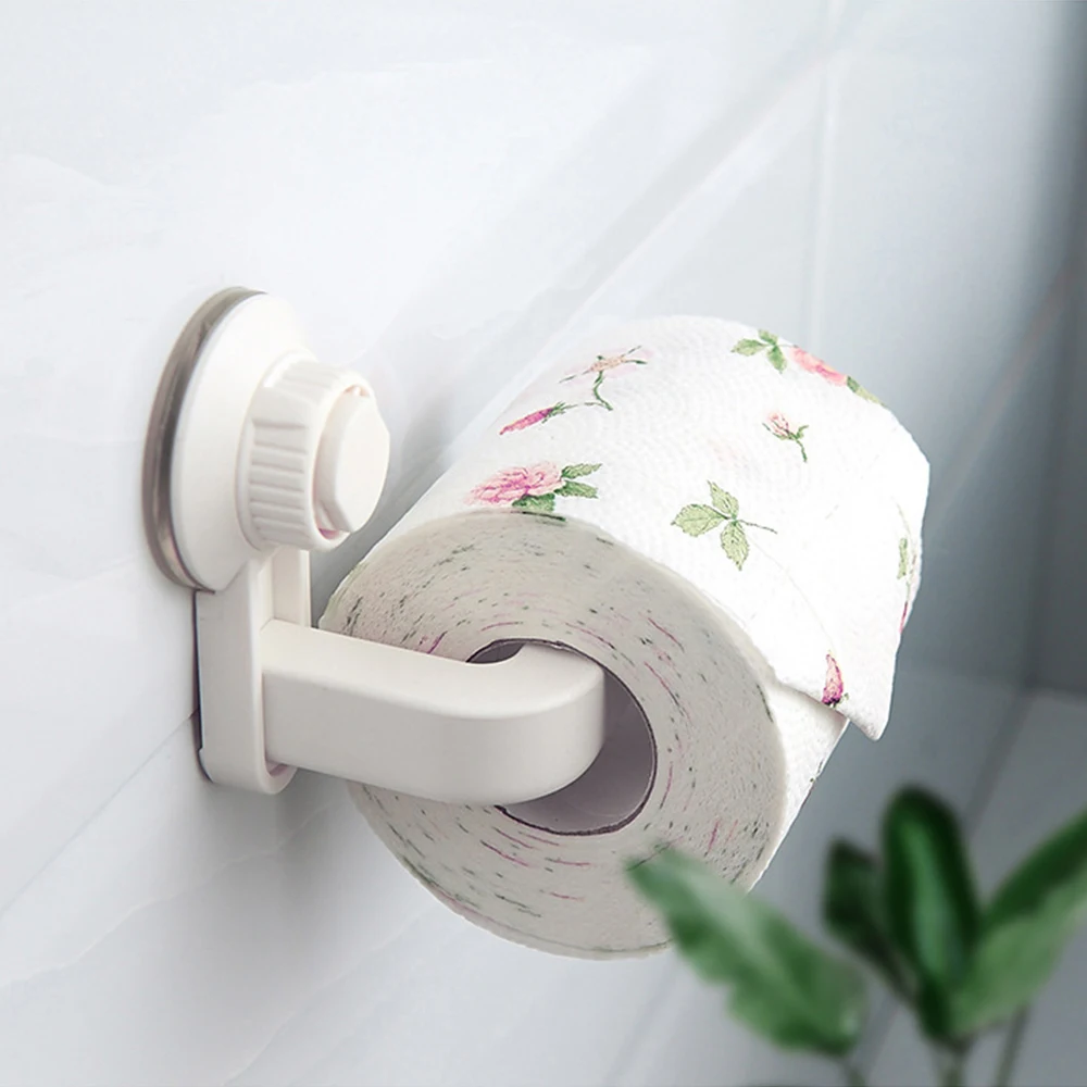 

Kitchen Bathroom Toilet Paper Holder Storage Suction Cup Wall Mount Removable Rack For Placing Rolls or Hanging Towels Sucker