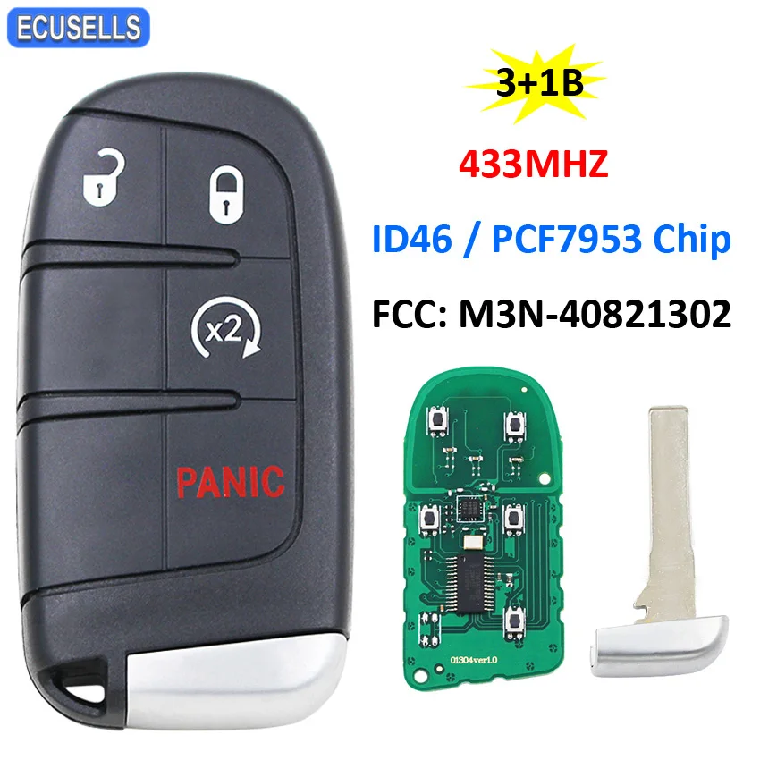 3 + 1/4 кнопки дистанционного Автомобильный смарт ключ брелок 433 МГц ID46 PCF7953 чип для