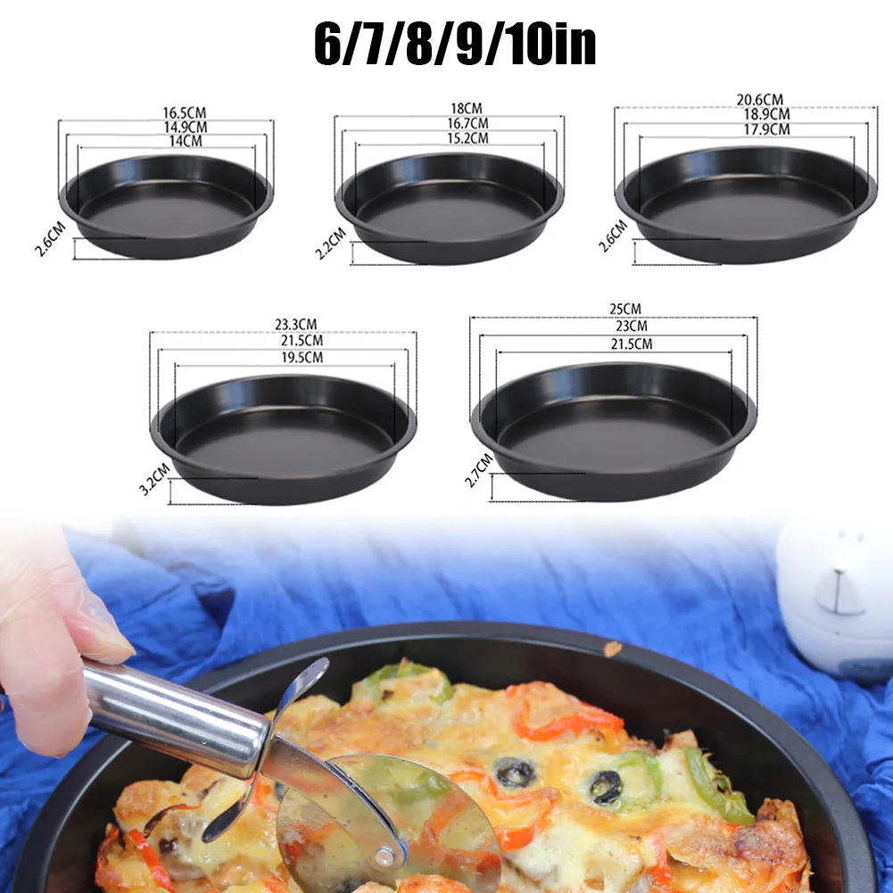6/7/8/9/10 дюймов Круглая углеродистая сталь антипригарная сковорода для пиццы Лоток
