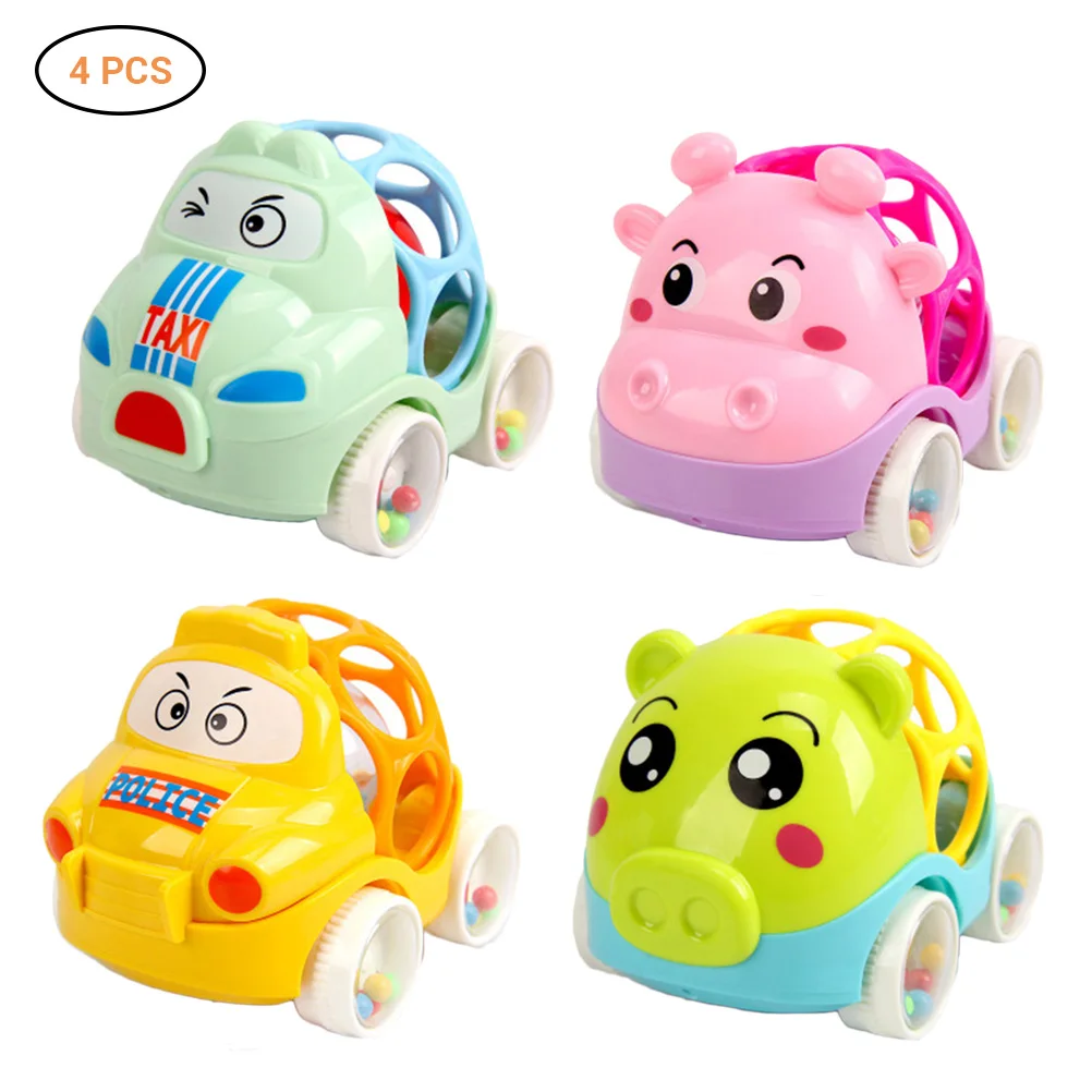 

4Pcs Stroller Toy Rattle Cartoon Car Toy Baby Crawling Educational Toy Gift
