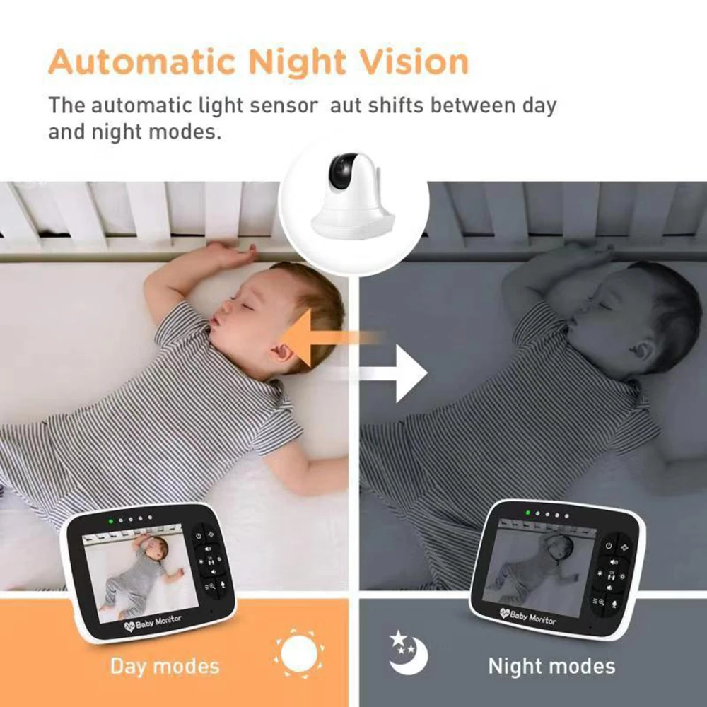 Wireless Baby Monitor with Camera IR Night Vision bebe babyphone 3.5&quot Battery Pan Tilt Video Nanny Cam | Безопасность и защита