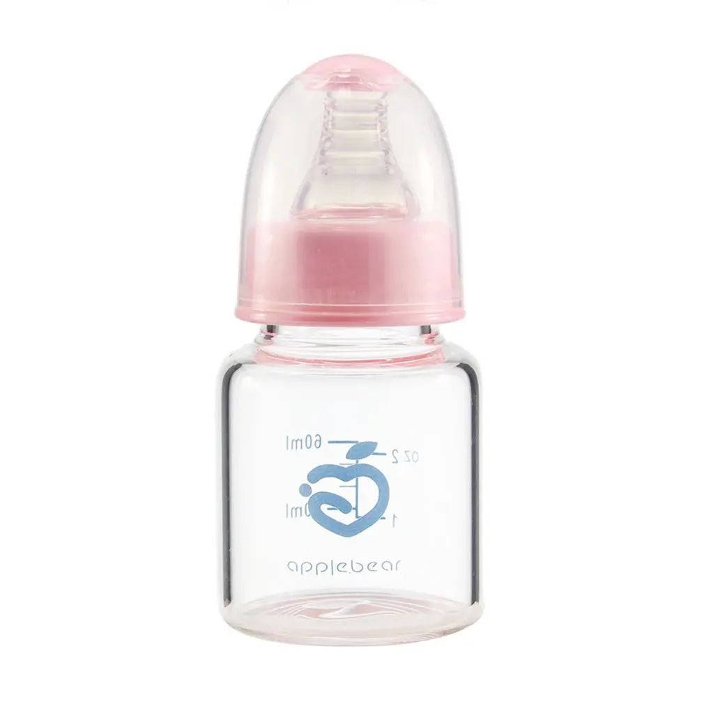 

Infant Baby Feeding 0-18 Months Feeder 60ML Glass Nursing Juice Milk Mini Hardness Bottle Baby Bottles And Nipples Glass Bottles