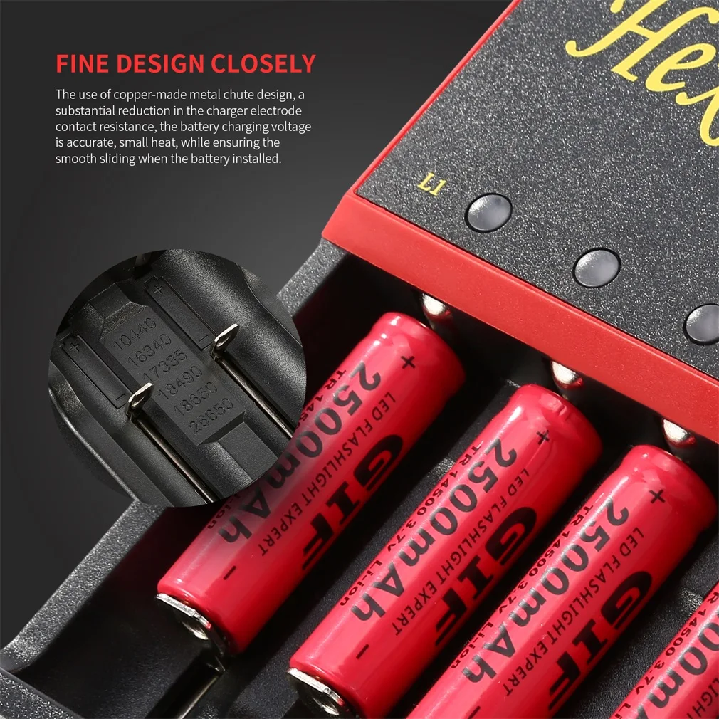 HXY-H4e Digital LCD Display Battery Charger Advanced Protection Batteries FOR 26650/18650/18490/17335/16340/10440 | Электроника