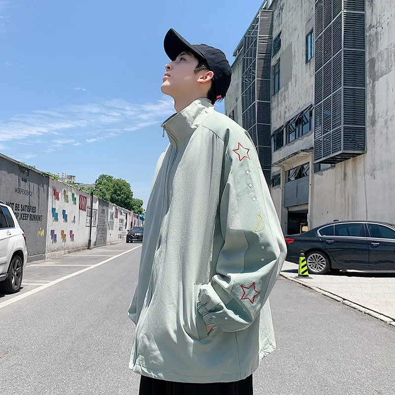 

Men Autumn Coat Jacket Patchwork Casual Oversized Jackets Mens Stand Collar Pure Cotton Bomber Jacket Women Streetwear 2021