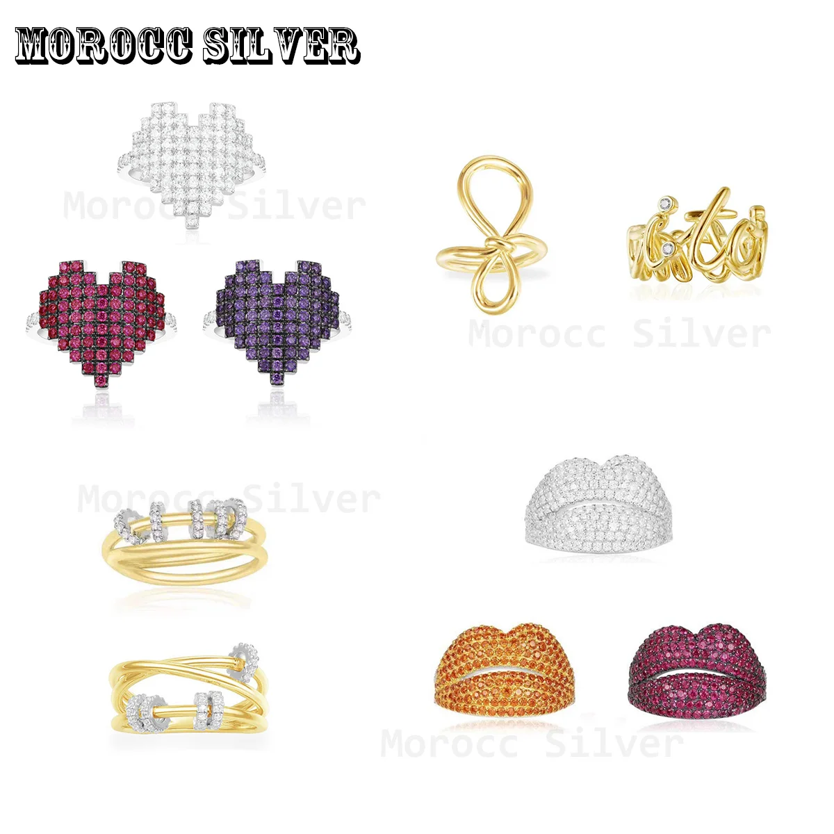 

S925 Silver Jewelry 1:1 Copy, Luxury Brand, Big Lips With Full Sense Of Design, Love Shaped Fashion Female Ring