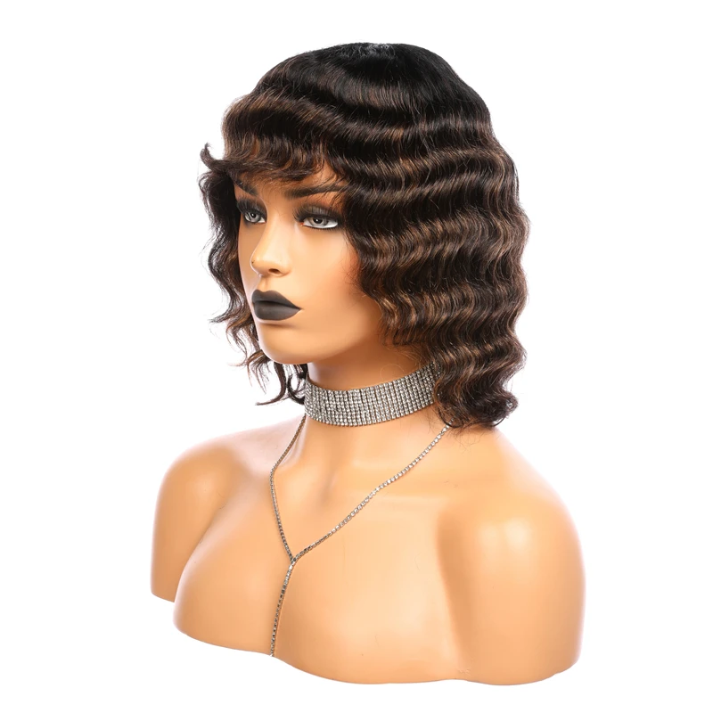 Парик из человеческих волос свободные волнистые волосы короткий Боб парик с