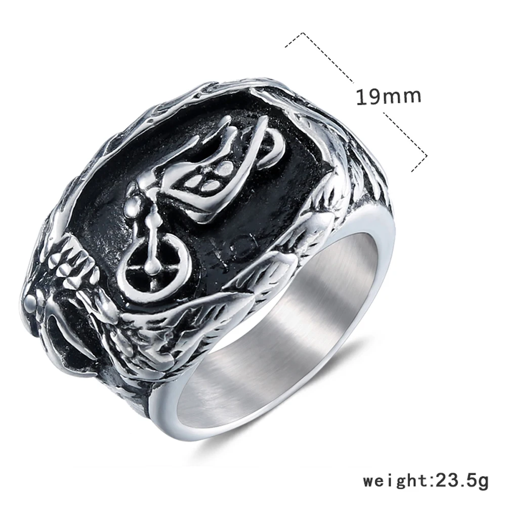 Панк Байкер мальчик Винтаж Посеребренная нержавеющая сталь мужское кольцо на