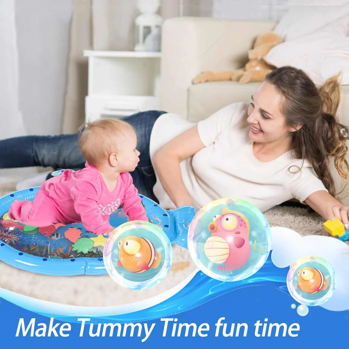 

Inflatable Water Mats Baby Stimulation Growth Early Development Fun Play Toys Activity Center, for 3 6 9 Months Toddlers Infants