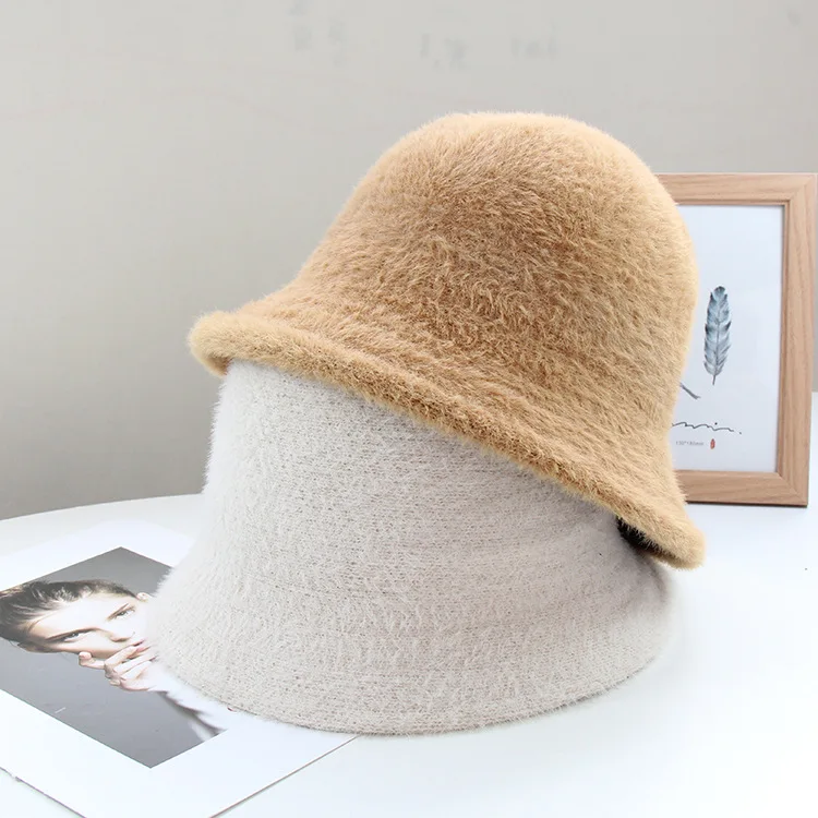 

2022 Winter Warm Imitated Mink Wool Dome In The Small Fisherman Hat Multicolor Maomao Basin Cap More Women Mink Beggar Cap