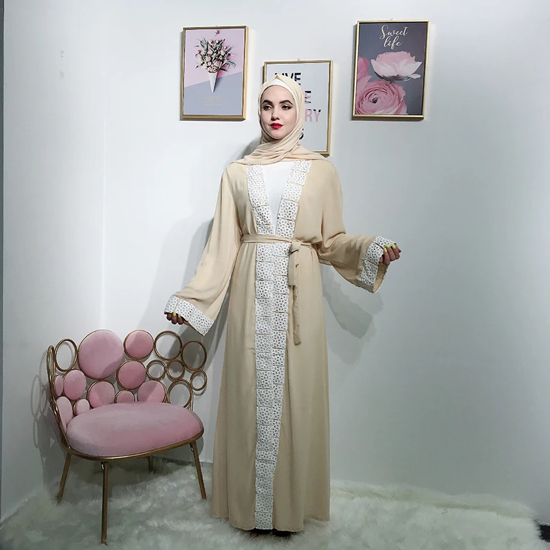 

Muslim Woman Set Green Long Sleeve High Quality Women Dubai Abaya Muslim Dress Hijab Dress Ensemble Muslim Femme Lsm020