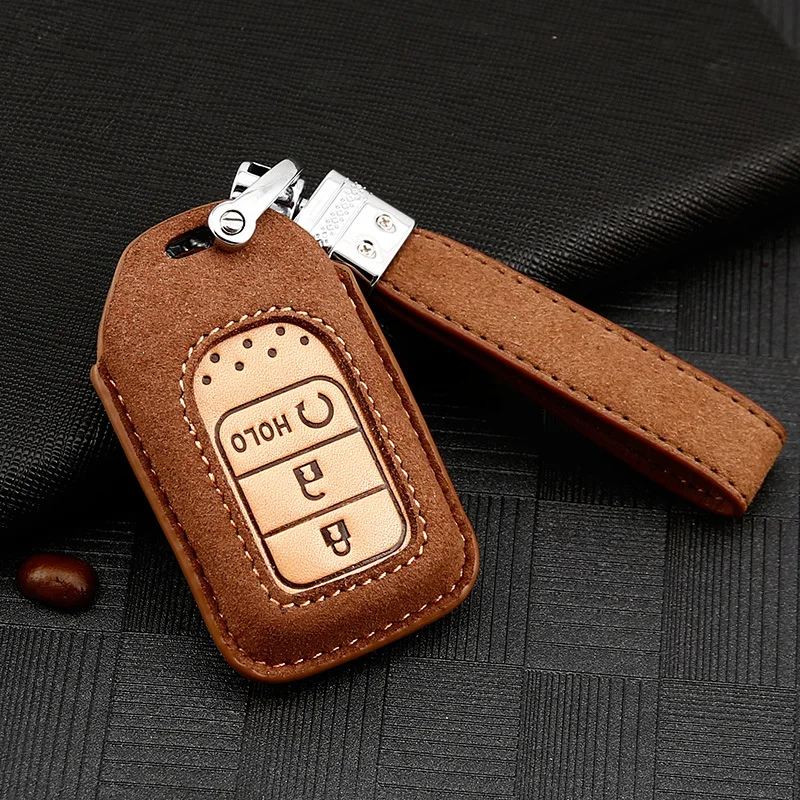 

Leather Car Smart Key Case Cover Shell for Honda Hrv Civic 2017 Accord 2003-2007 Cr-v Freed Pilot EX EXL Auto Accessories Covers
