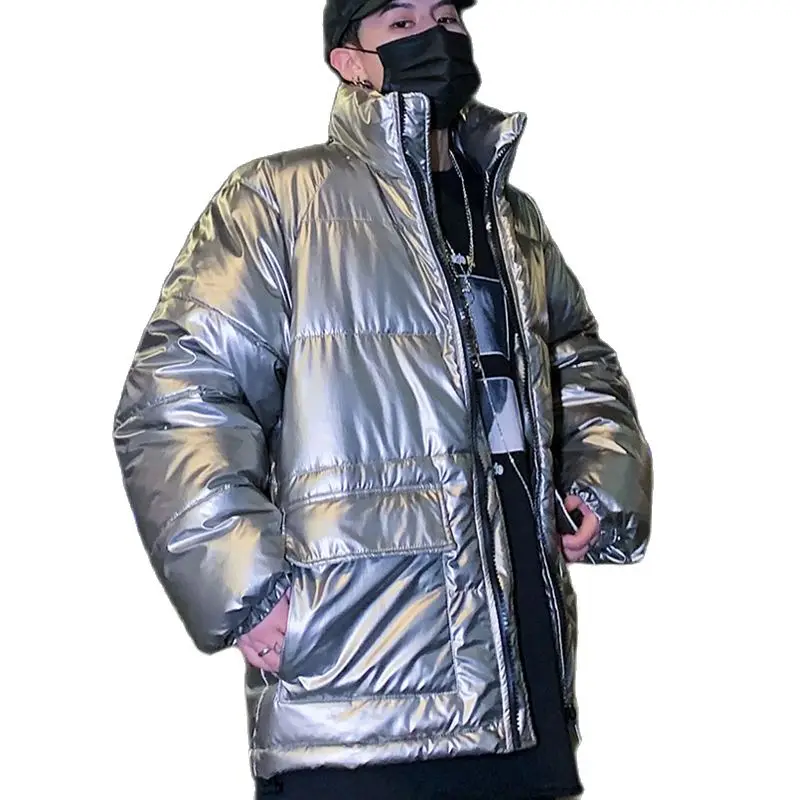 Блестящие куртки мужская зимняя куртка парки для мальчиков теплые тяжелые M L XL XXL