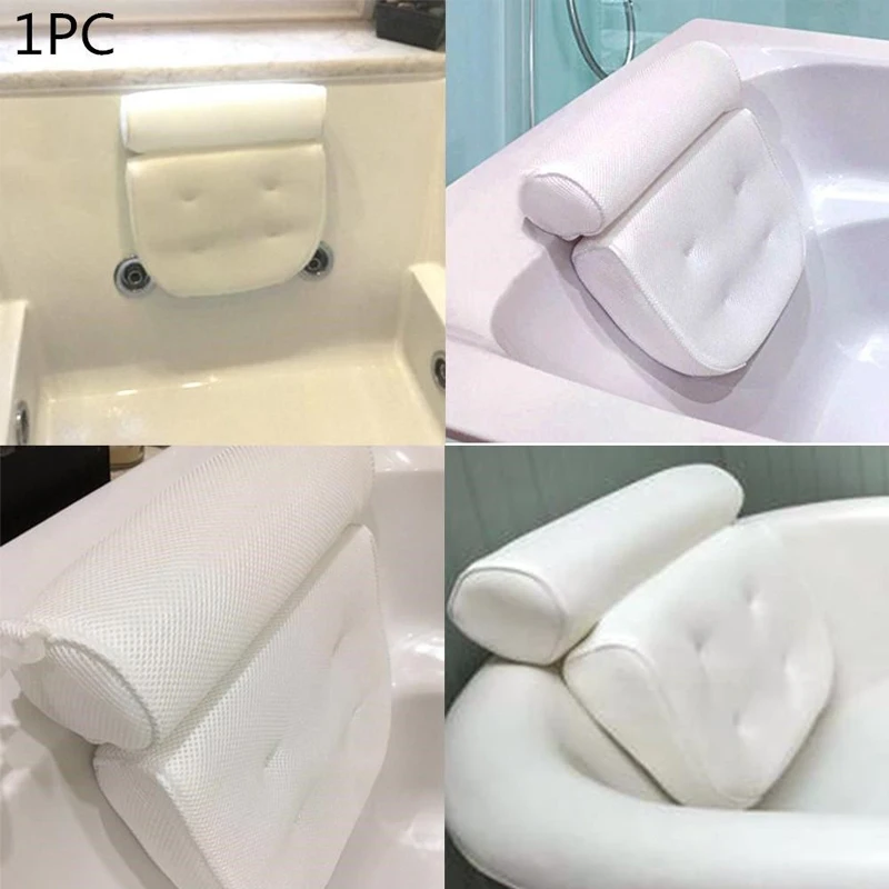 

3D Bath Pillow Breathable Mesh Spa Back Support Spa Waterproof Pillow Comfortable Bath Spa Pillow Cushion With Suction Cups