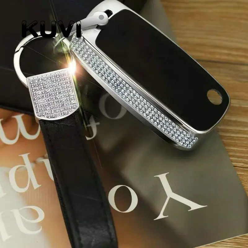 Роскошный Алмазный Кожаный Автомобильный корпус умного ключа Крышка для Volkswagen VW