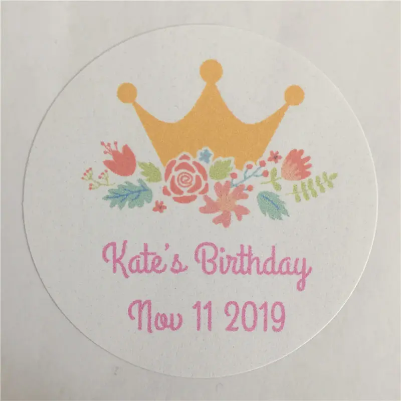 sticker256 100 шт. пользовательские принцесса день рождения клейкая наклейка персонализированные имя и подарок на свидание печать украшения этикетки - Цвет: sticker256