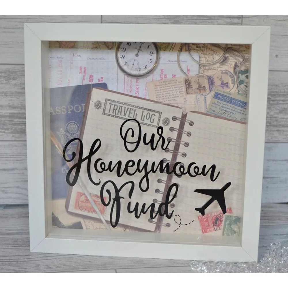 Personalised wedding Present Custom shadow box for tickets Honeymoon Fund Box Money Frame Wedding Gift Engagement | Дом и сад