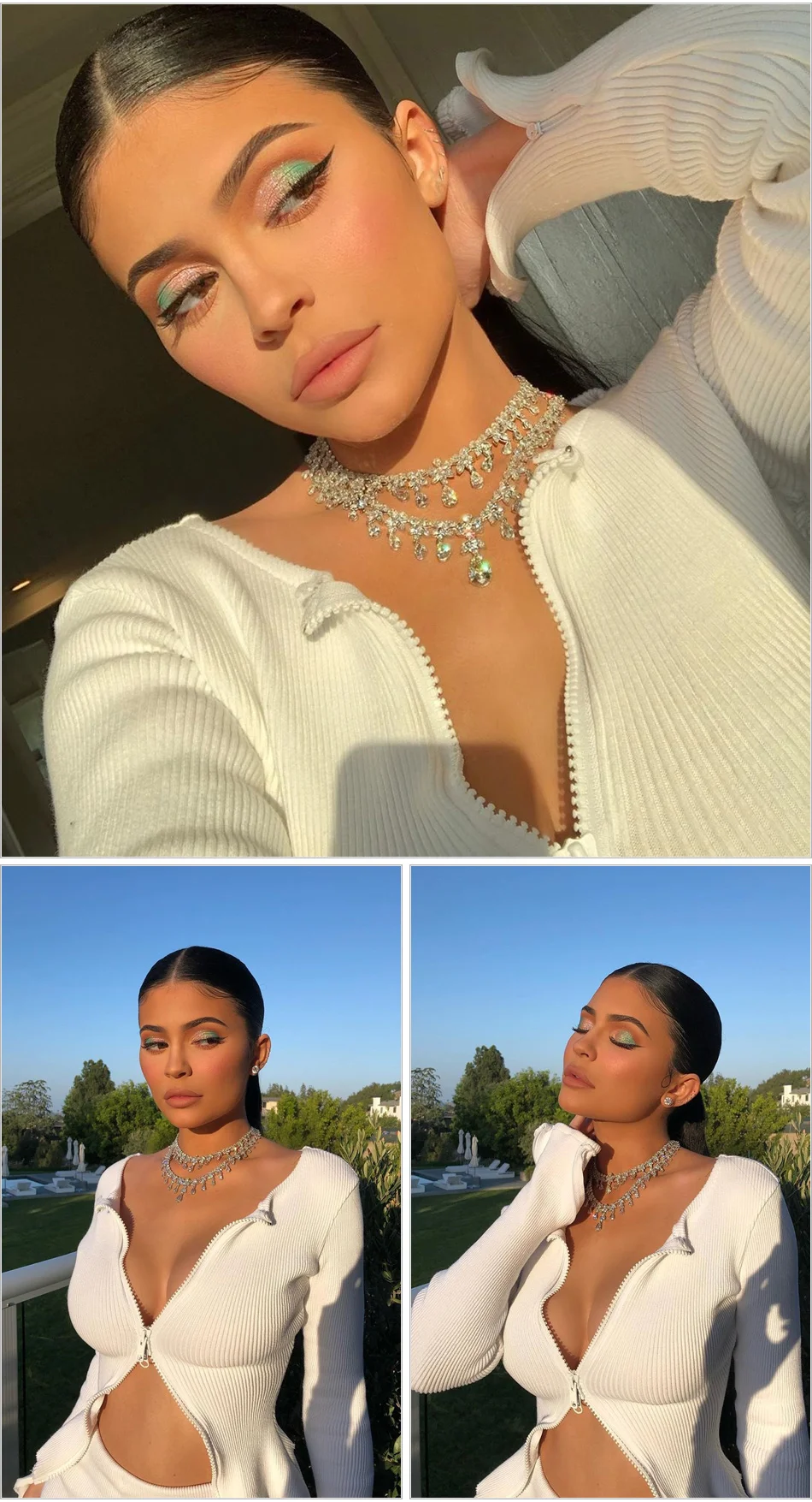 Kyliejenner вдохновил 2 шт необработанные края стрейч ребра коорд мини-платье в белом стиле Jorja Smith