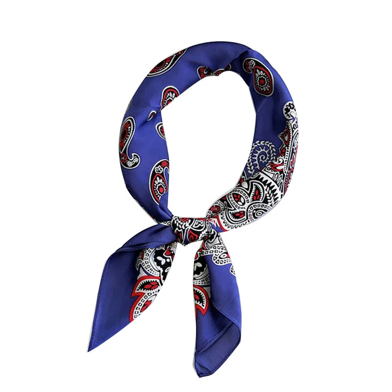 

1Pcs 70*70cm Neckerchief Foulard Hair Scarf Neck Scarves Cashew Nuts Print Square Scarf Paisley Headband Silk Satin Headscarf