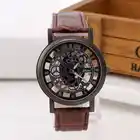 Мужские кварцевые наручные часы с ремешком на кожаном ремешке