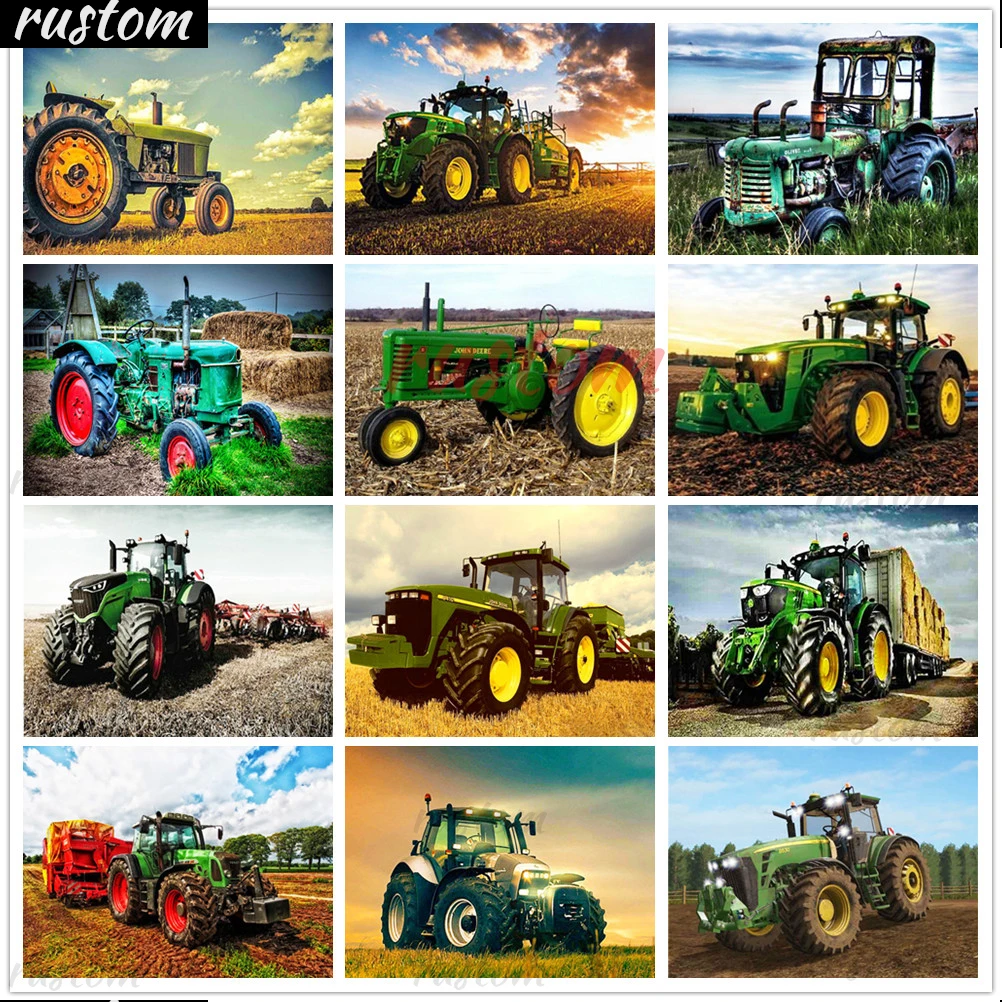 

Trucks Tractors Cars Full Round Square Drill Diamond Embroidery Mosaic 5D Diy Diamond Painting Kits for Adult Home Decor Rustom