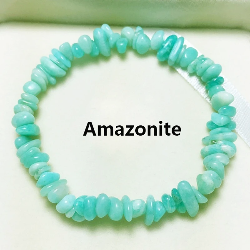 Natural Irregular Gem Stone Bracelet Stretch Chip Beads Nuggets Amazonite Rose Crystal Quartz Bracelets Bangles For Women | Украшения и