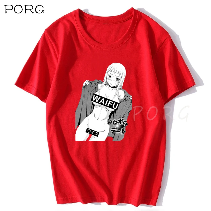 Футболка мужская в стиле аниме вайфу забавная Модная рубашка японском с принтом