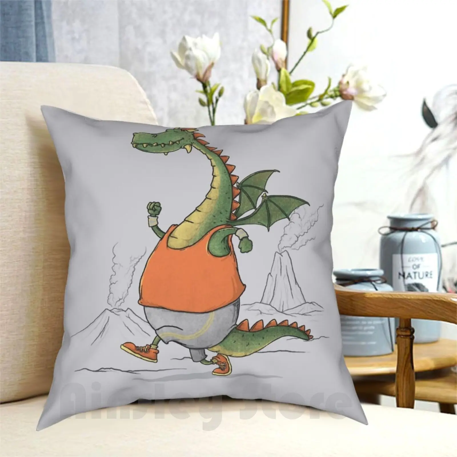 

Накладка с подушкой Morning Run, домашняя мягкая накладка с принтом, для бега, утра, горы, дракона, для занятий спортом, с забавными животными