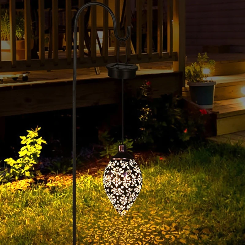 

2/1pack IP44 Water-resistant Solar Powered Lamp Hanging Outdoor Lamp Olive Shape