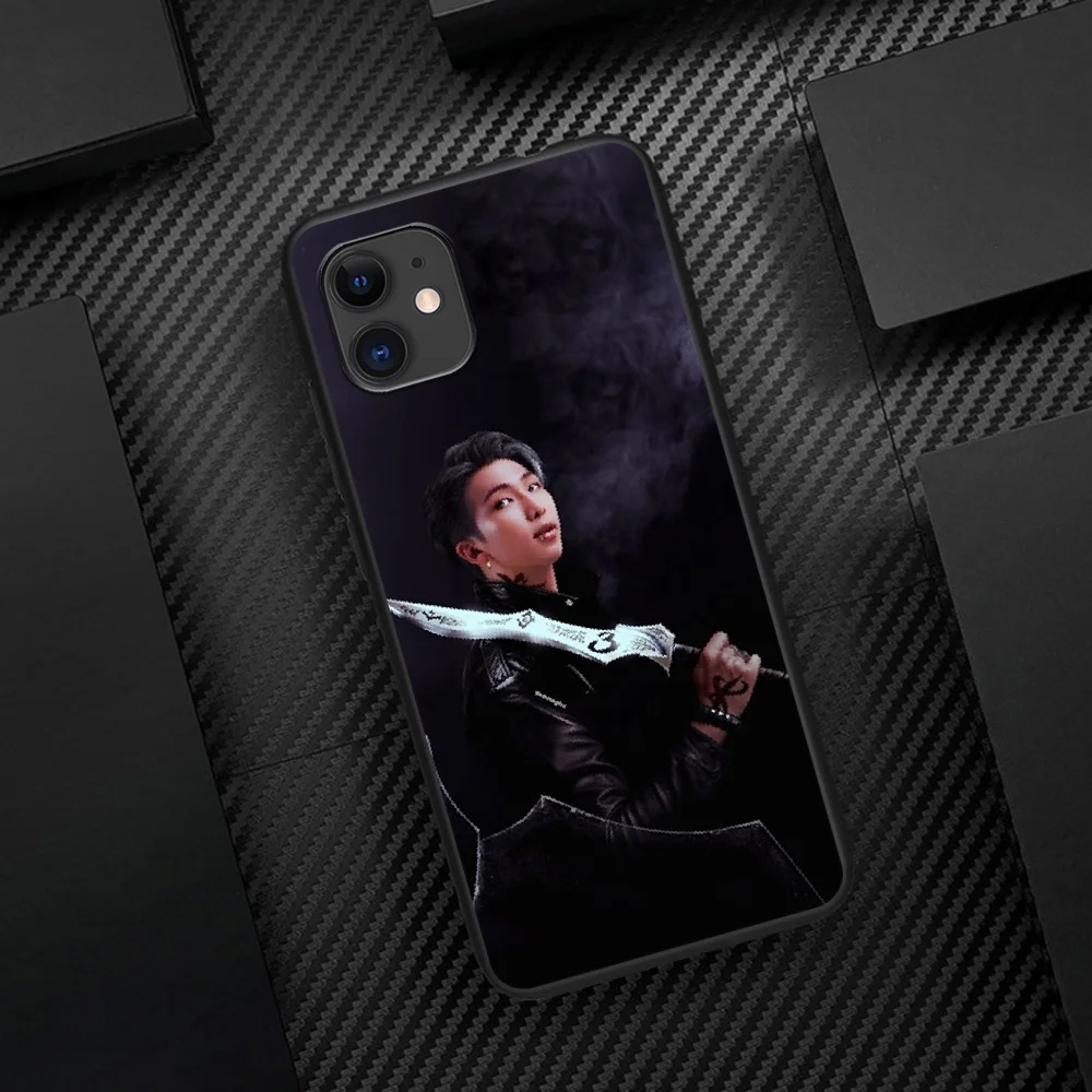 

Bangtan Boys Nam Joon Kim Phone Case For Iphone 5 5S SE 2020 6 6S 7 8 Plus 11 12 Mini X XS XR Pro Max black Cover Trend Coque