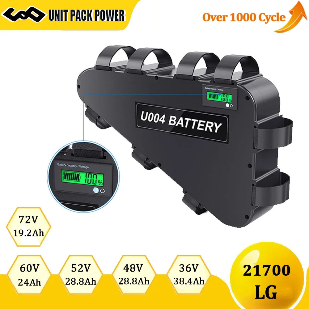 LG 21700 Ebike Battery Triangle 72V 60V 36V 48V 52V Electric Bicycle Batteries for 350W 500W 750W 1000W 1500W 1800W 2000W 3000W