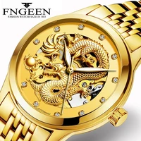 fngeen mens top luxury golden wristwatch waterproof automatic mechanical watches dragon diamond clock best gift