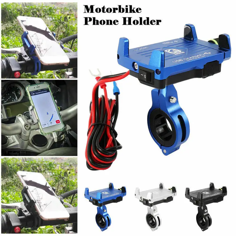 motorcycle bike cell phone holder stand qc3 0 quick charger for samsung phone 2 5a usb charger for iphone series phone stand free global shipping