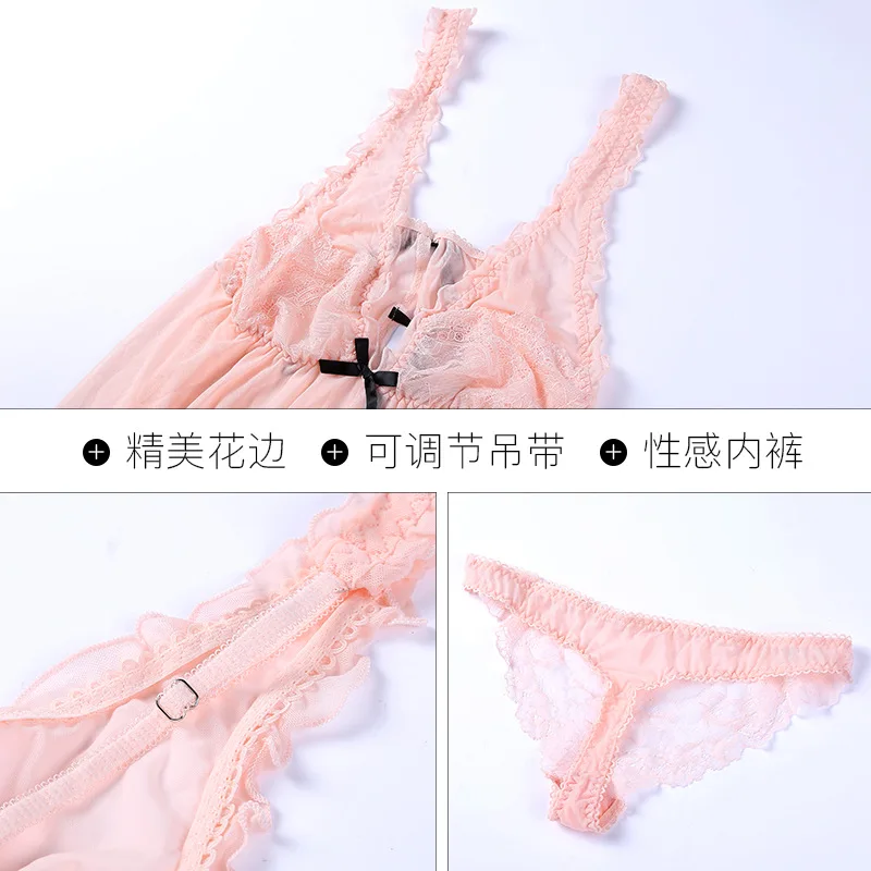

Xnggn shuy d m shu qn tumng n lis diodi qngq shu qn 19/5000 Sexy nightwear plus size nightdress transparent