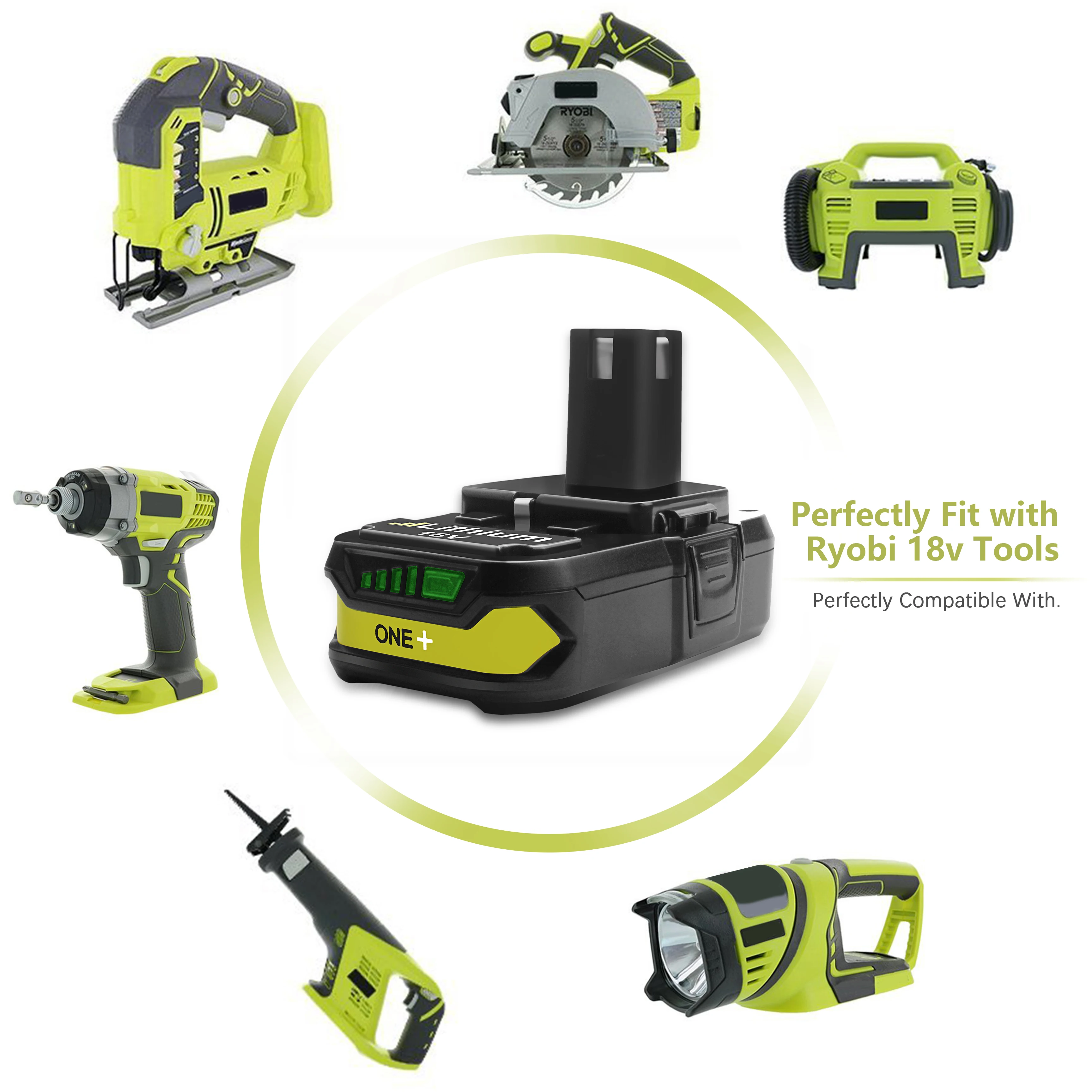 

2500mAh Rechargeable Battery Pack Replacement Li-ion Battery for Ryobi P104 P105 P103 P107 P731 P740 P741 P780 P813 L50