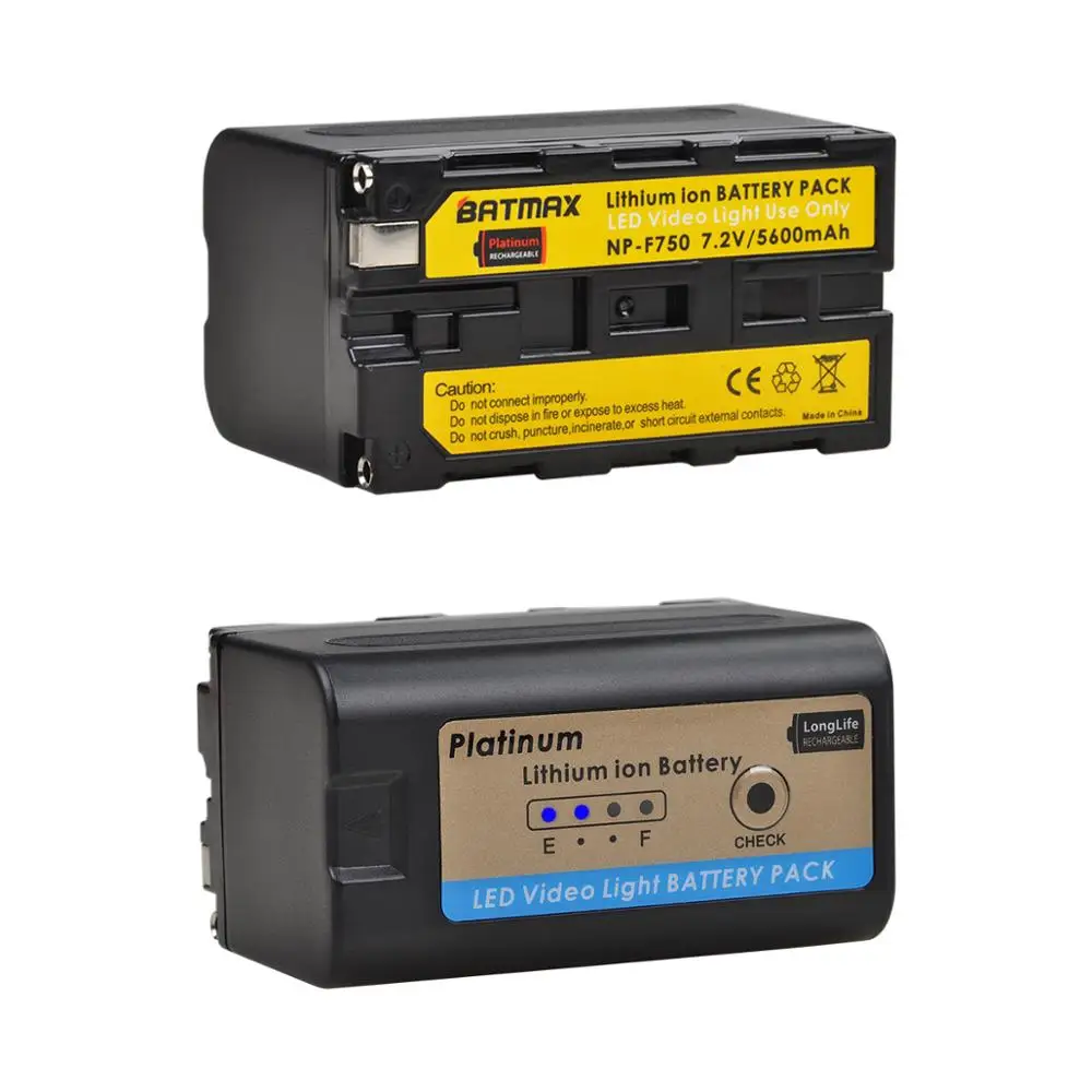Batmax NP-F750 NP-F770 Battery with LED Indicators for LED Video Light Yongnuo Godox YN300Air II YN300 III YN600 Air L132T L116T