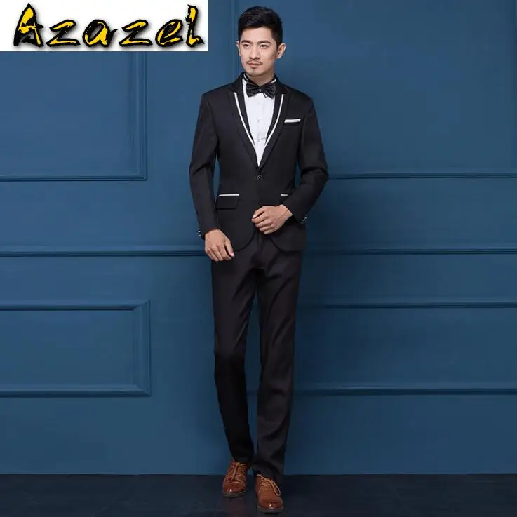 (Jacket+Pant) High quality New Men Suits Classic Slim Wedding Groom Tuxedos Men's single breasted Blazer suit Korean costumes