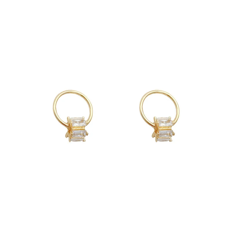 

Small Circle Zircon Silver Needle 2021 New Trend 2021 Casual at a Loss Earrings for Girls Luxurious Wedding
