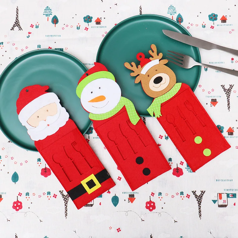 Рождественский держатель столовых приборов столовое серебро мешок для дома