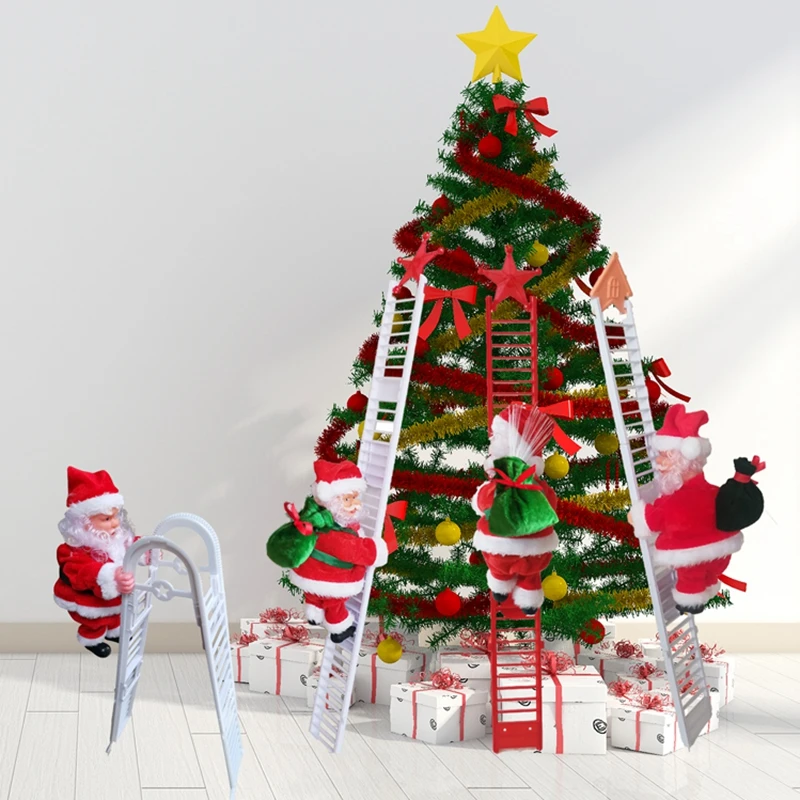 

Санта-Клаус орнамент пение электрическая лестница скалолазание Санта-Клаус игрушка для Рождественского украшения HFing