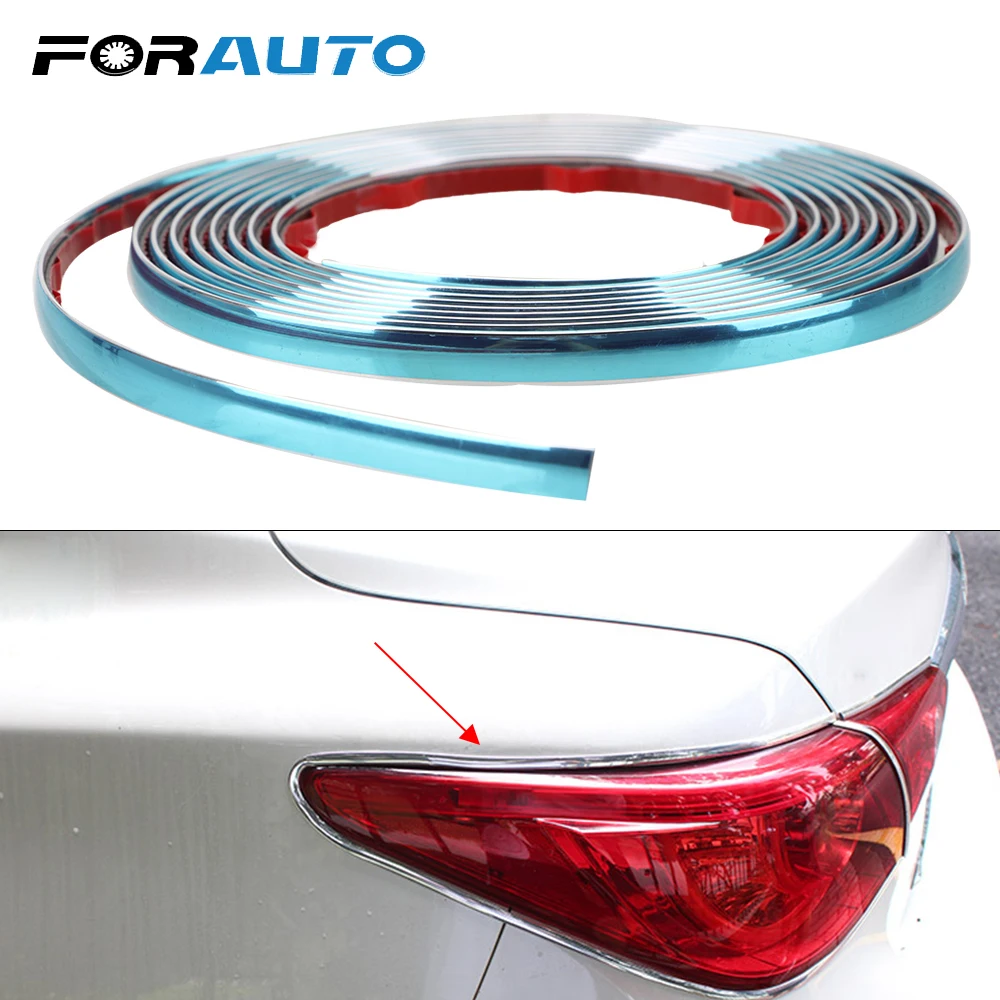 FORAUTO, автомобильная Боковая дверь, хромированная полоса, литье, украшение, Автомобильное зеркало заднего вида, бампер, защитная лента, анти-трение, самоклеющаяся