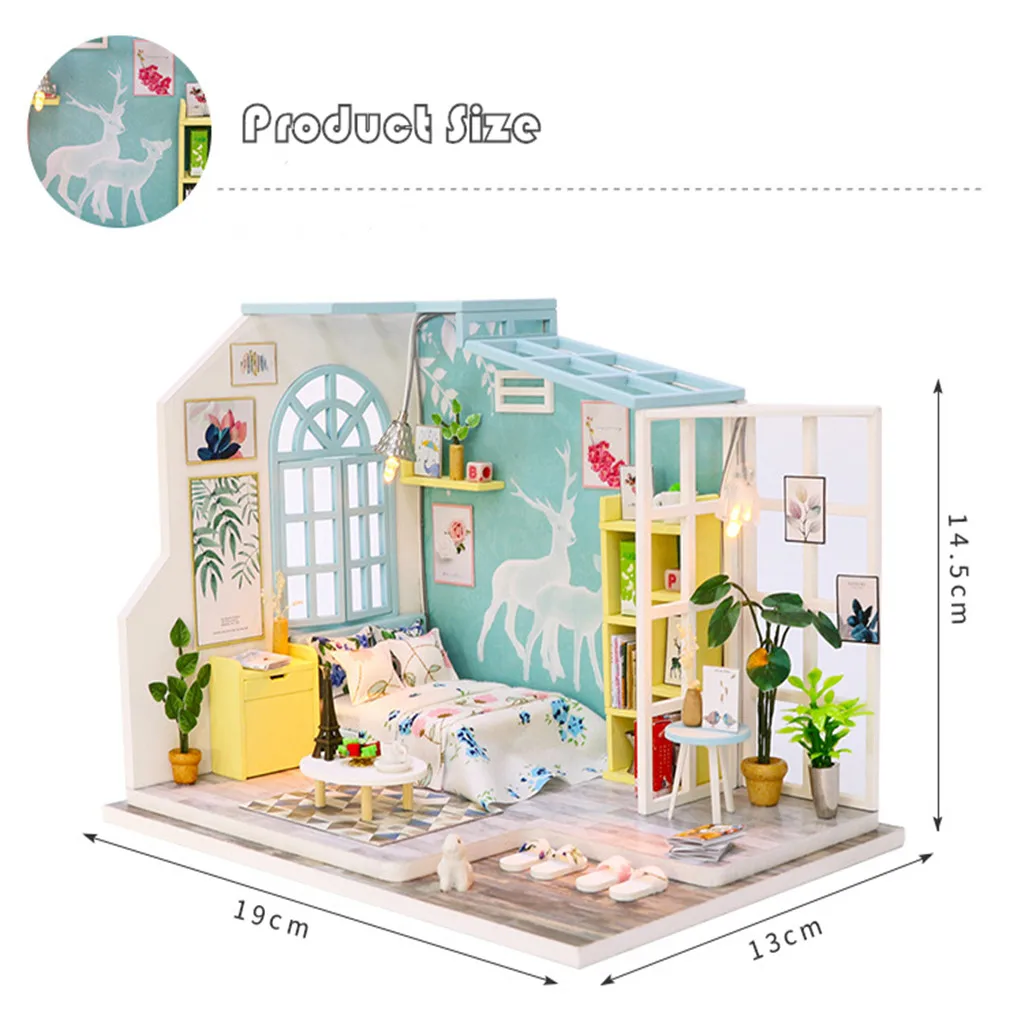 

3D Wooden DIY Miniature Dollhouse Furniture Creative Room Decorate Birthday Crafts Gifts Doll House Furniture Toys For Girls
