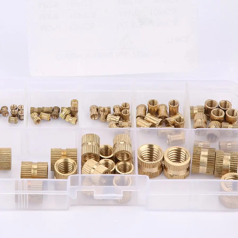 Вставки 70 шт. M2-M10 латунный цилиндр с круглым накатанным стержнем-вставка