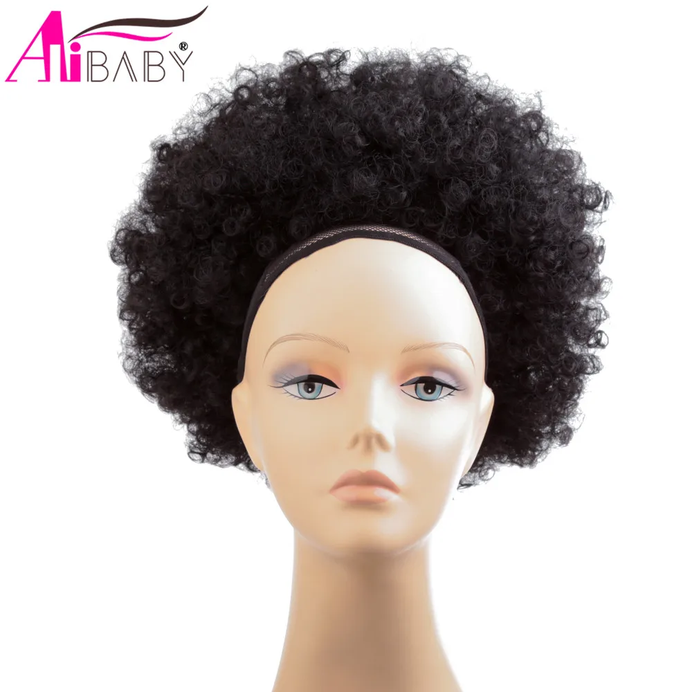 10 дюймов буфами на рукавах Afro курчавый кудрявый шиньон парик &quotконский хвост&quot