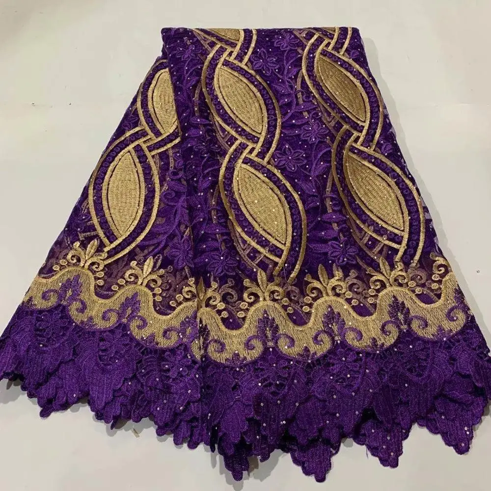 Красивый стиль стразы африканский гипюр кружево бисером чистая ткань 5 ярдов топ