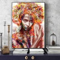 african art woman portrait of canvas paintings on the wall art posters and prints abstract graffiti art pictures home decoration