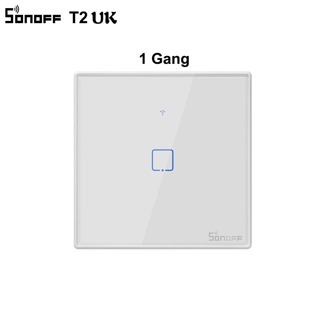 Sonoff T2 UK 1 Gang SONOFF T2 США/Великобритания/ЕС TX Умный дом Wifi сенсорный настенный выключатель света с рамкой базовый 433 RF/голос/управление с Alexa Google Home - Комплект: Sonoff T2 UK 1 Gang