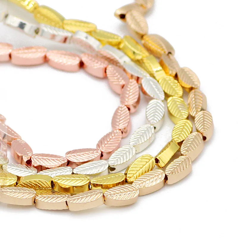 ZHBES натуральный камень листья дерева золото гематит разделитель 8x4 мм бусины