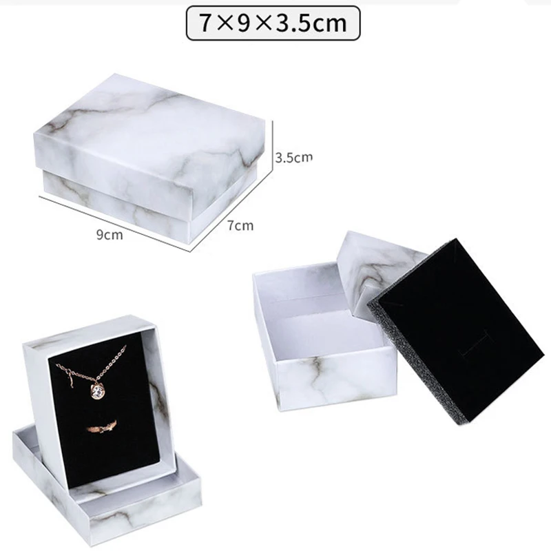 

Fashion Marbling Jewelry Packaging Box High Qaulity Ring Necklace Earring Bracelet Box Storage Rings Packaging Women Gift Box