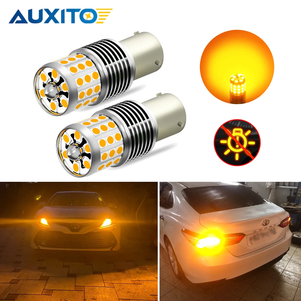 2Pcs 1156 Bau15s LED Yellow Canbus Turn Signal Lights for Nissan Versa Juke Cube Leaf Pathfinder Indicator Lamp W21W 7440 - купить по