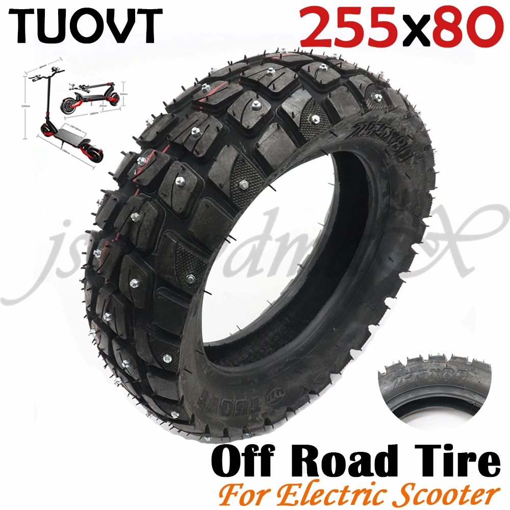 

TUOVT 10x3 Outer Tyre Snow Off-road Tire with Nails 10 Inch 255x80 Tyre for Zero 10X Electric Scooter Speedual Grace10 Kugoo M4